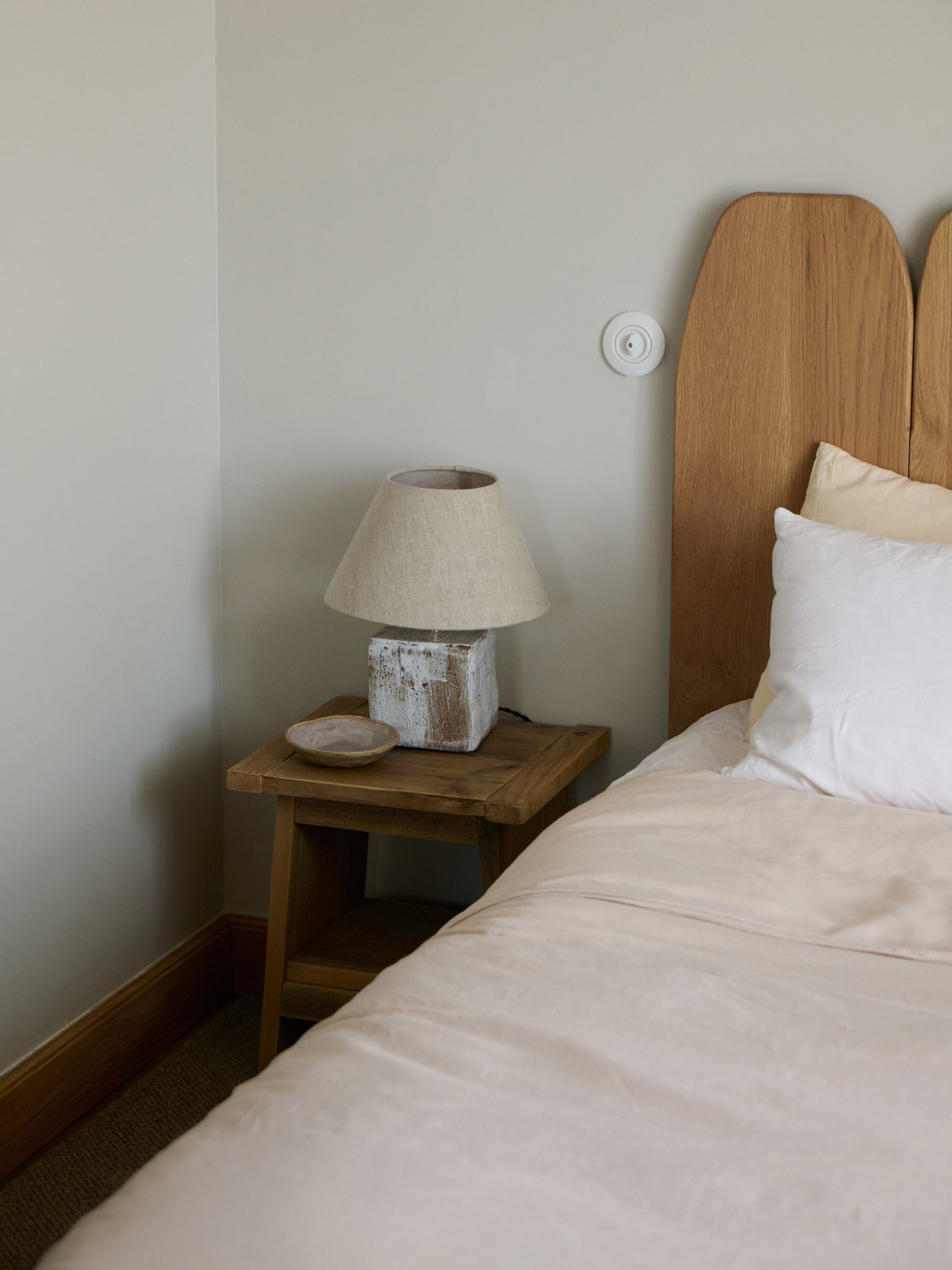 Arouca Table Light in White on Textured Brown Clay Table Lamps