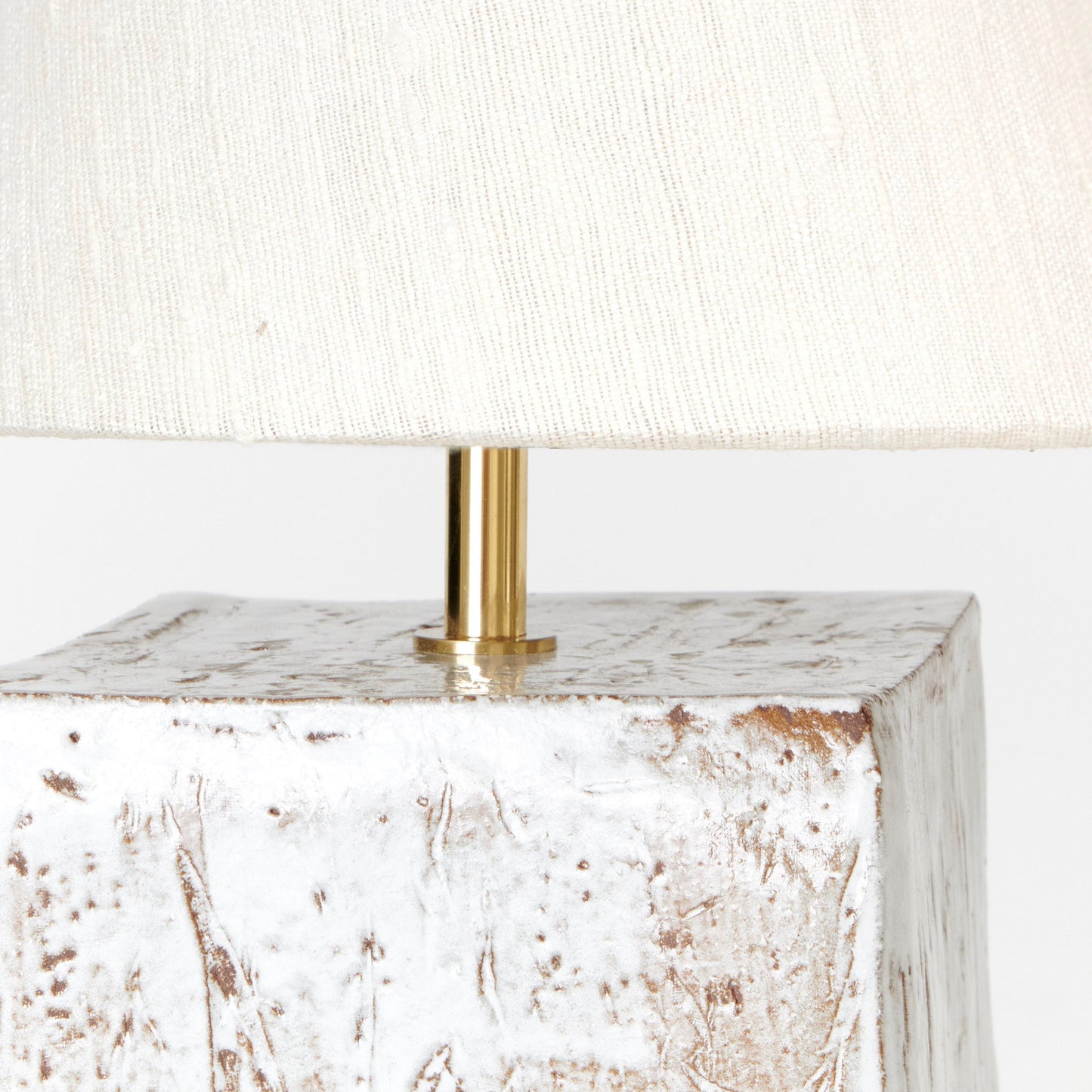 Arouca Table Light in White on Textured Brown Clay Table Lamps
