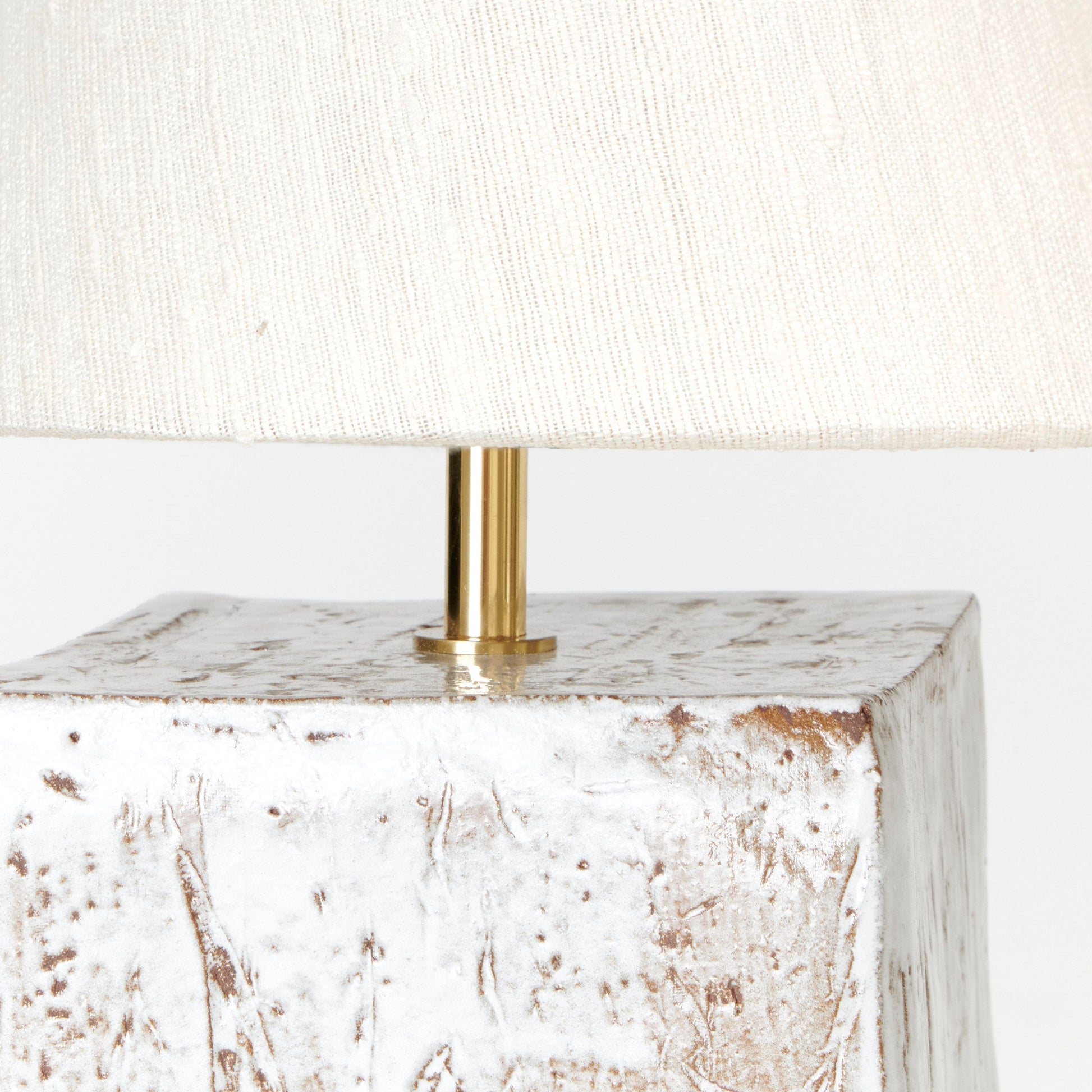 Arouca Table Light in White on Textured Brown Clay Table Lamps