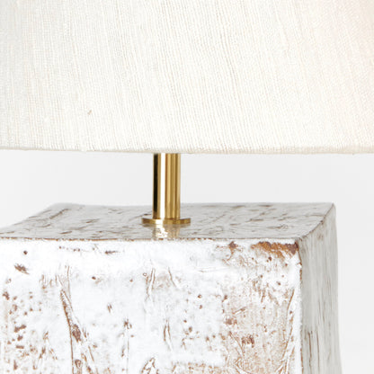 Arouca Table Light in White on Textured Brown Clay Table Lamps