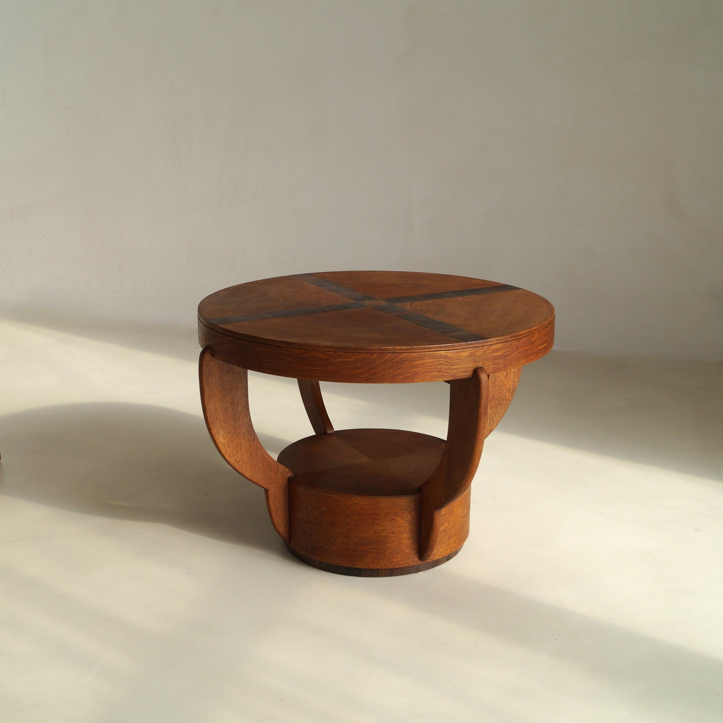Art Deco Amsterdam School Oak Side Table with Macassar Inlay, Netherlands, 1920s End Tables