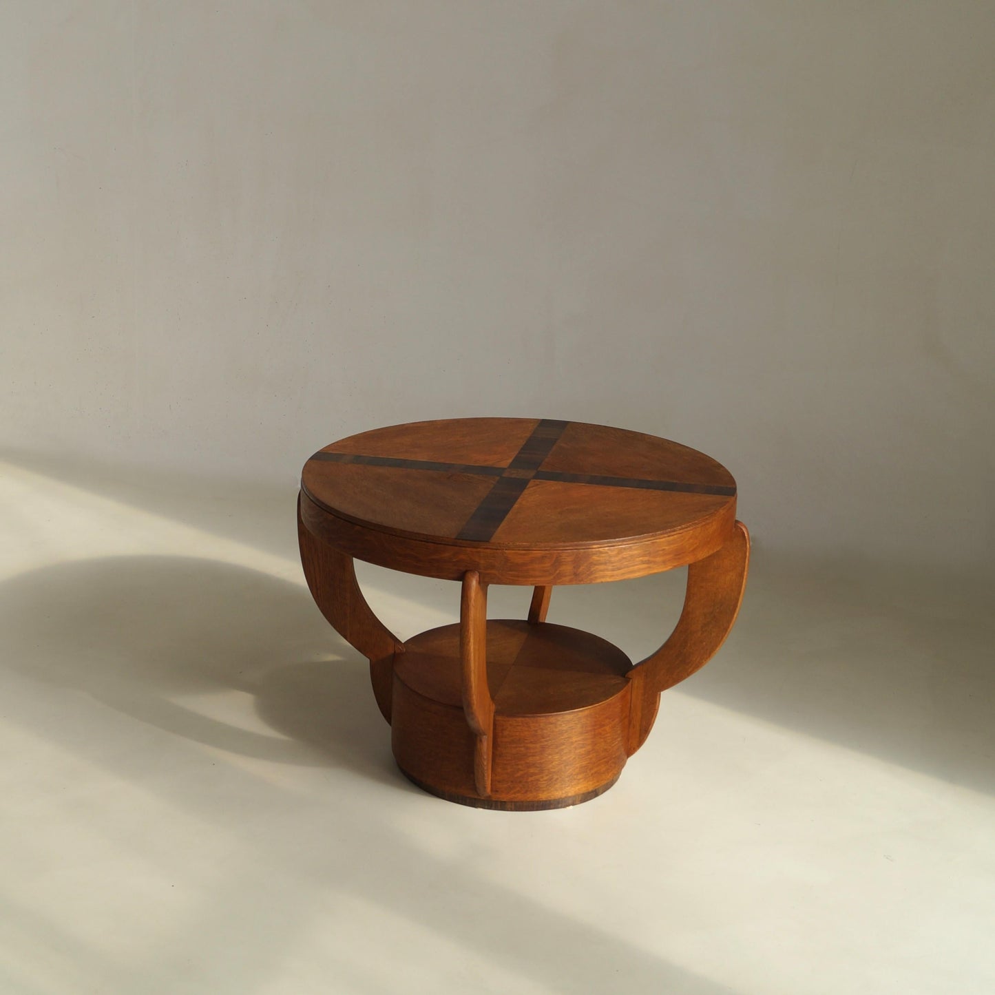 Art Deco Amsterdam School Oak Side Table with Macassar Inlay, Netherlands, 1920s End Tables