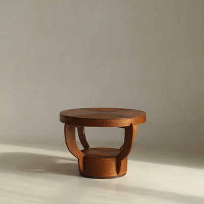 Art Deco Amsterdam School Oak Side Table with Macassar Inlay, Netherlands, 1920s End Tables