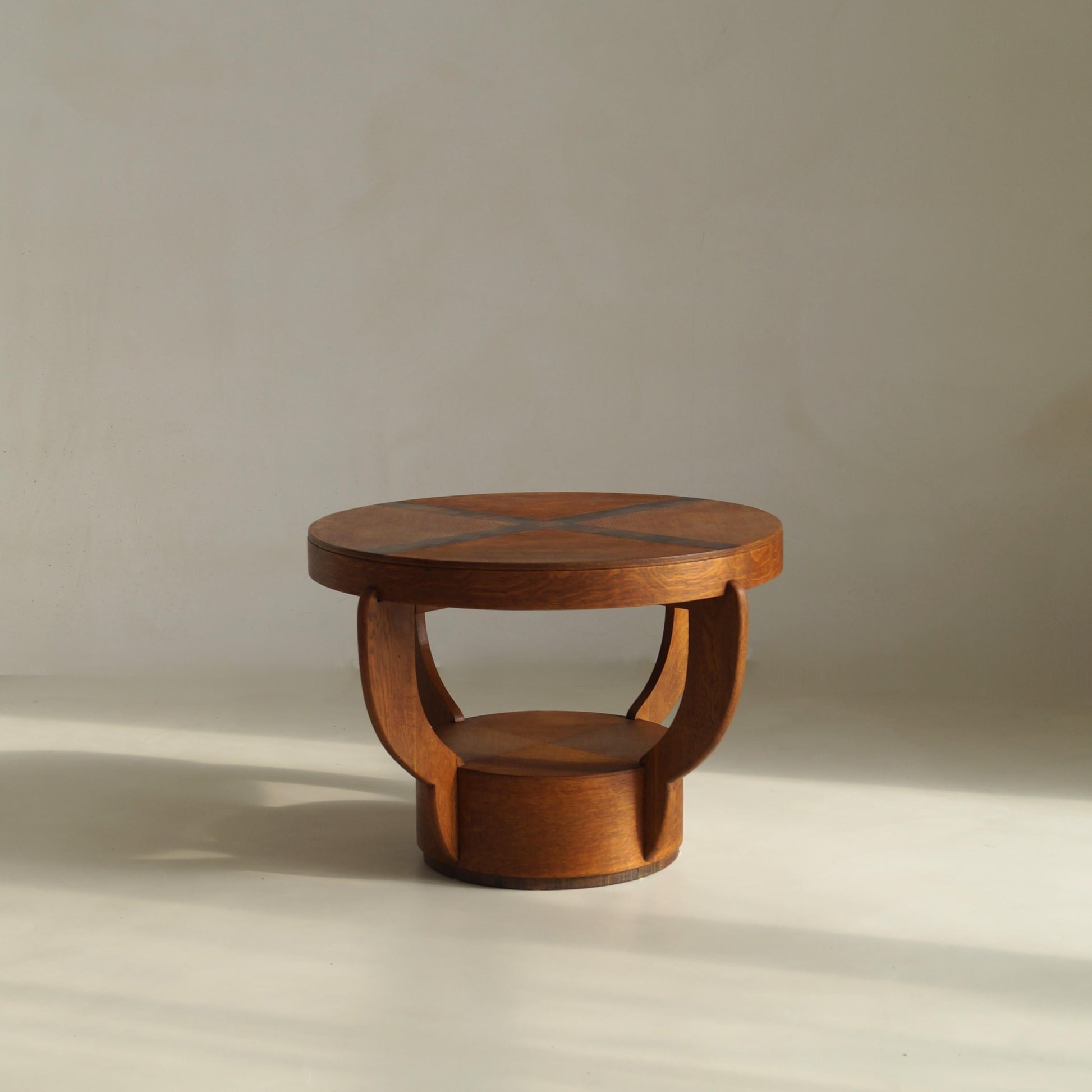 Art Deco Amsterdam School Oak Side Table with Macassar Inlay, Netherlands, 1920s End Tables