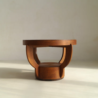 Art Deco Amsterdam School Oak Side Table with Macassar Inlay, Netherlands, 1920s End Tables