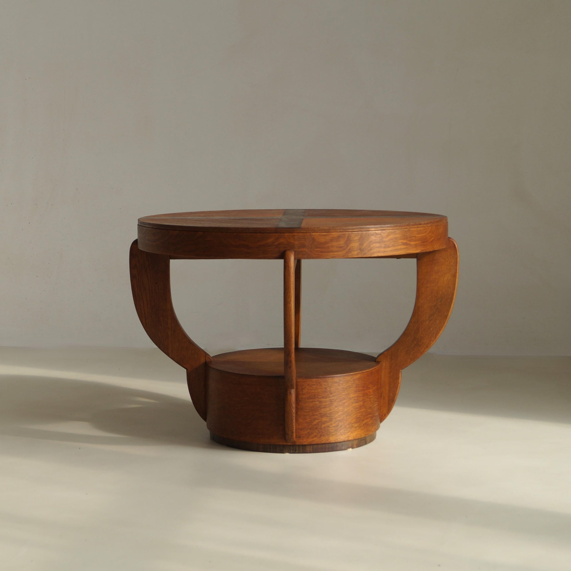 Art Deco Amsterdam School Oak Side Table with Macassar Inlay, Netherlands, 1920s End Tables