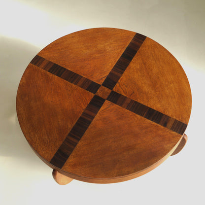 Art Deco Amsterdam School Oak Side Table with Macassar Inlay, Netherlands, 1920s End Tables