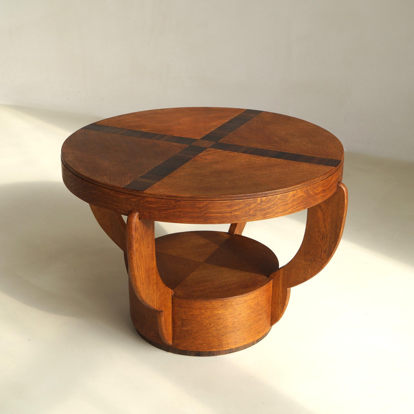 Art Deco Amsterdam School Oak Side Table with Macassar Inlay, Netherlands, 1920s End Tables