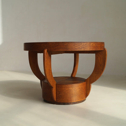 Art Deco Amsterdam School Oak Side Table with Macassar Inlay, Netherlands, 1920s End Tables