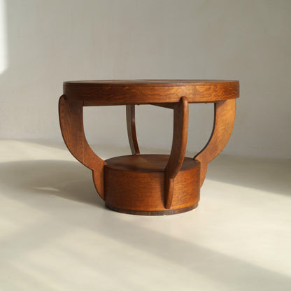 Art Deco Amsterdam School Oak Side Table with Macassar Inlay, Netherlands, 1920s End Tables