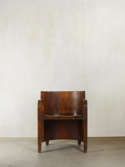 Art Deco Unique Wooden Armchair, 1930s Chairs