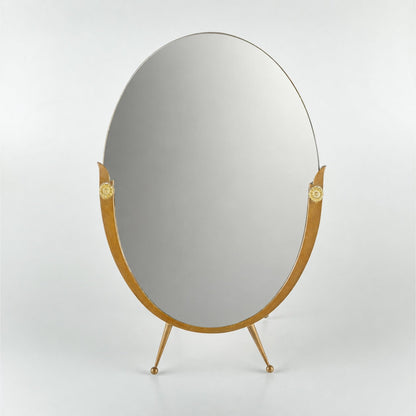 Attributed Gio Ponti Vanity Mirror with Brass Frame and Ball Feet, Italy, 1950s Mirrors