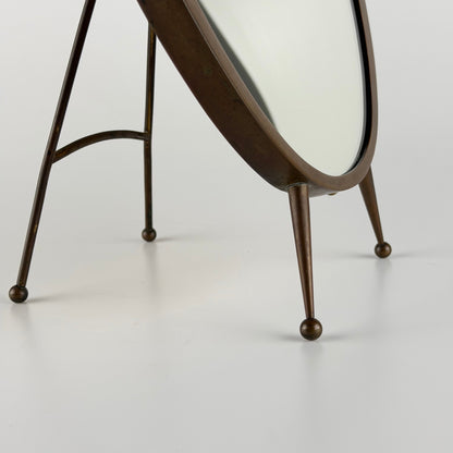 Attributed Gio Ponti Vanity Mirror with Brass Frame and Ball Feet, Italy, 1950s Mirrors
