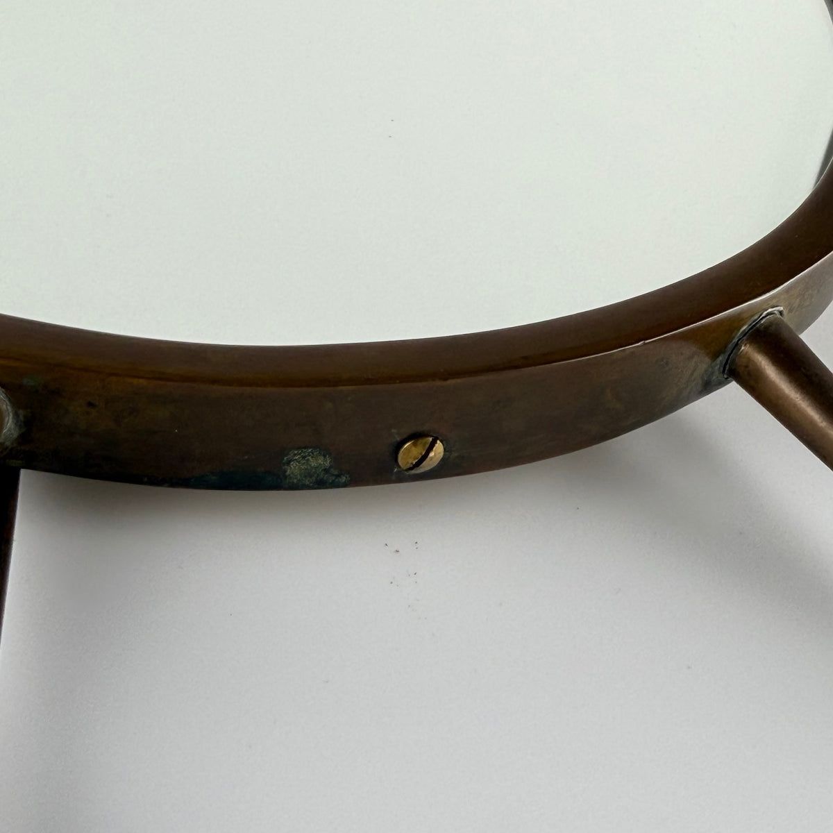 Attributed Gio Ponti Vanity Mirror with Brass Frame and Ball Feet, Italy, 1950s Mirrors