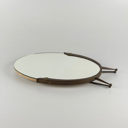 Attributed Gio Ponti Vanity Mirror with Brass Frame and Ball Feet, Italy, 1950s Mirrors