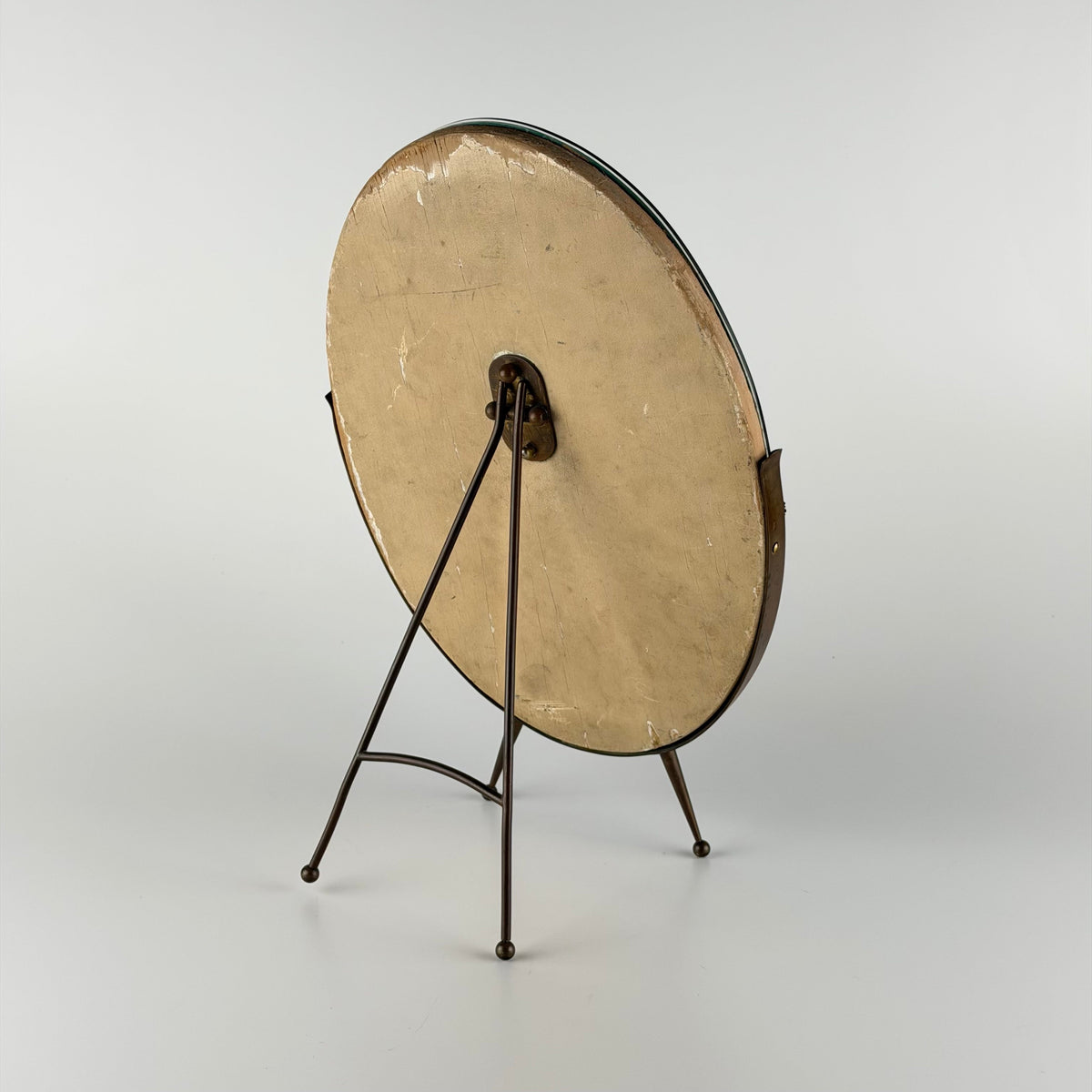 Attributed Gio Ponti Vanity Mirror with Brass Frame and Ball Feet, Italy, 1950s Mirrors