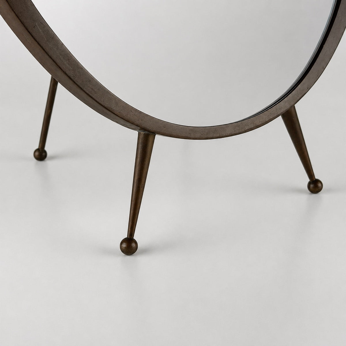 Attributed Gio Ponti Vanity Mirror with Brass Frame and Ball Feet, Italy, 1950s Mirrors