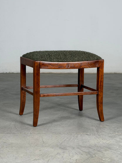 Austrian Secessionist Stool Reupholstered by FORME with Dedar Melange Boucle Stools