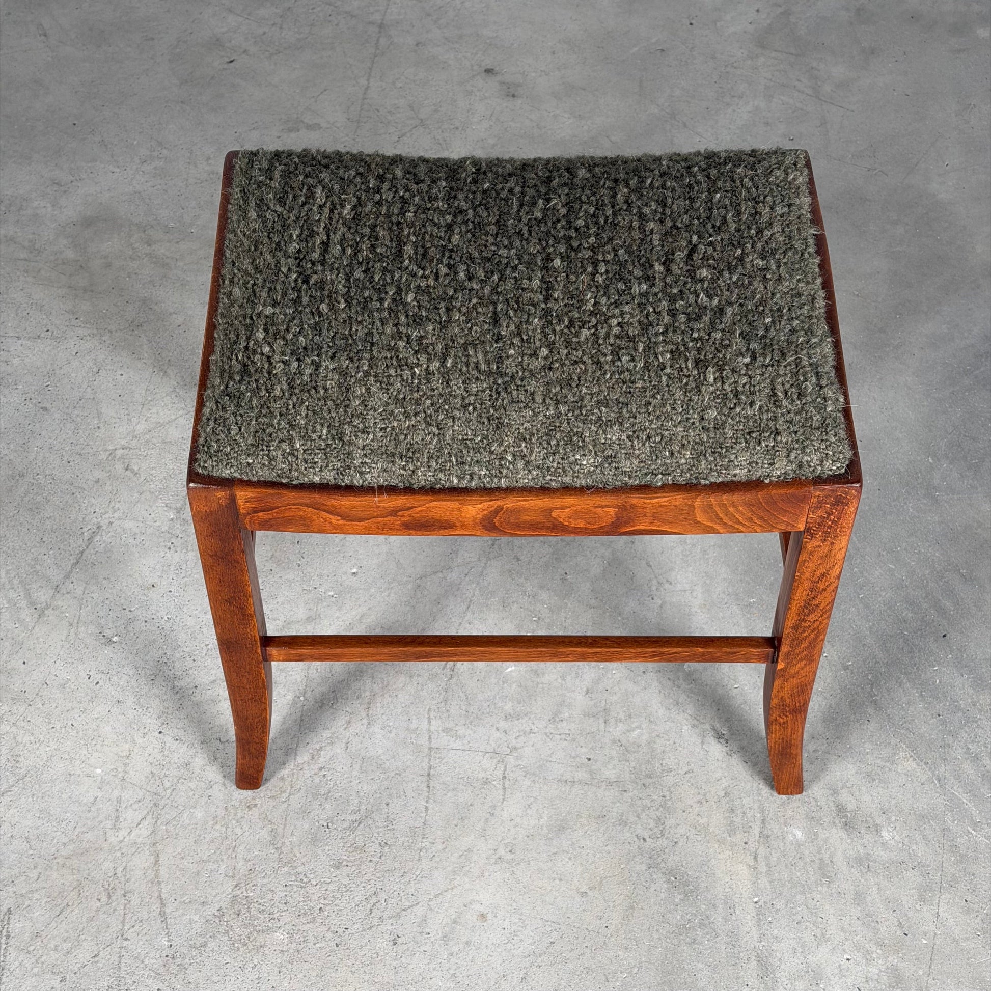Austrian Secessionist Stool Reupholstered by FORME with Dedar Melange Boucle Stools