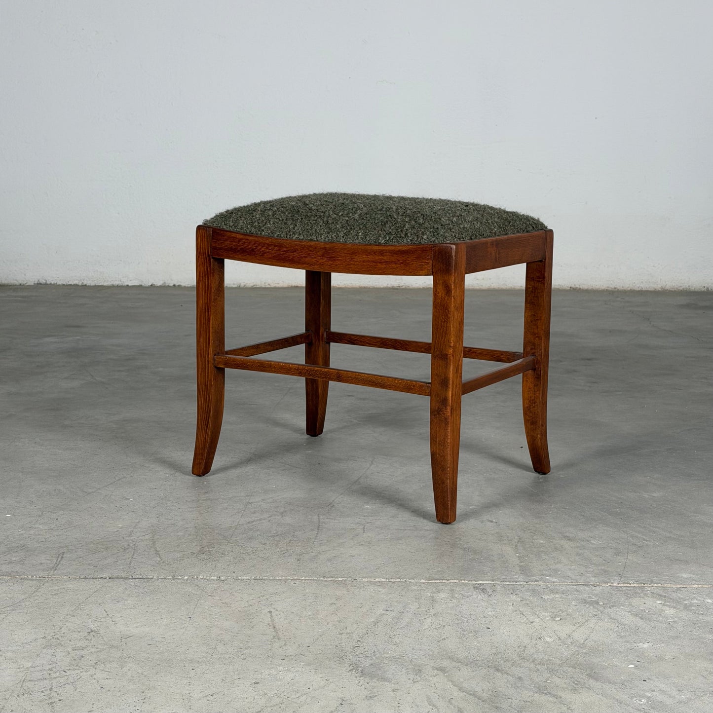 Austrian Secessionist Stool Reupholstered by FORME with Dedar Melange Boucle Stools