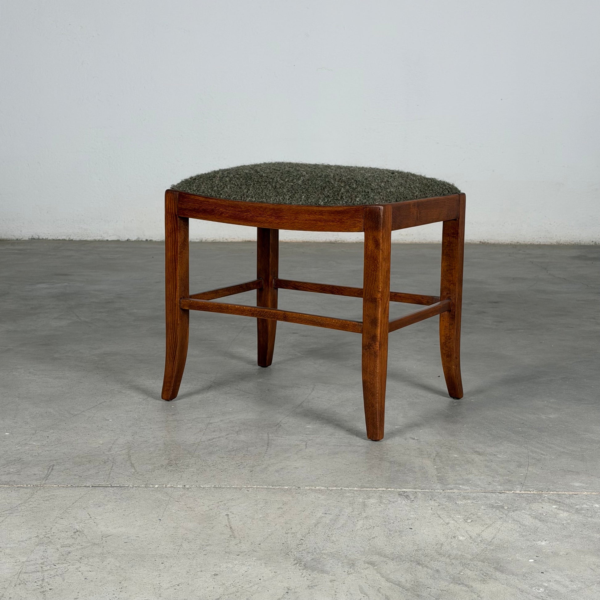 Austrian Secessionist Stool Reupholstered by FORME with Dedar Melange Boucle Stools