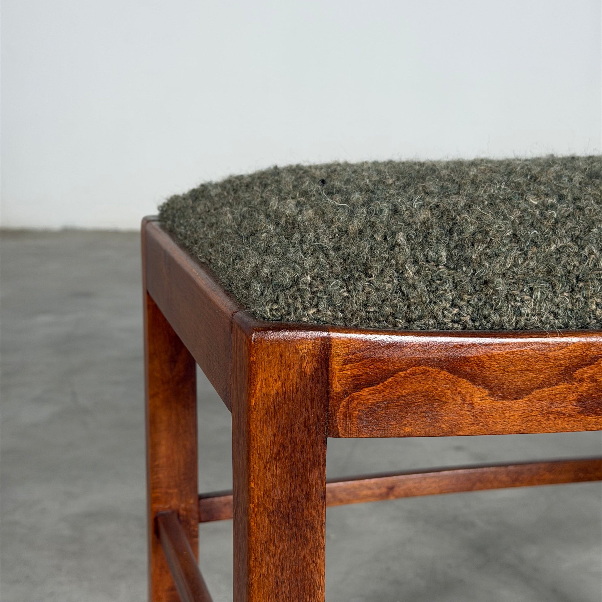 Austrian Secessionist Stool Reupholstered by FORME with Dedar Melange Boucle Stools