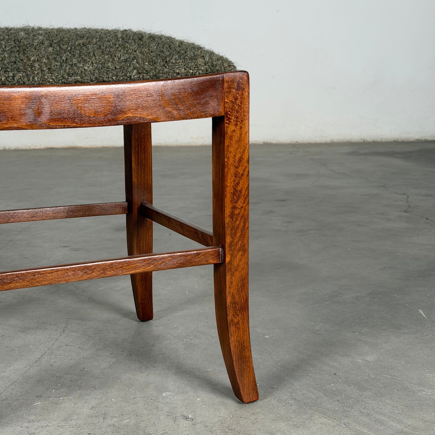Austrian Secessionist Stool Reupholstered by FORME with Dedar Melange Boucle Stools