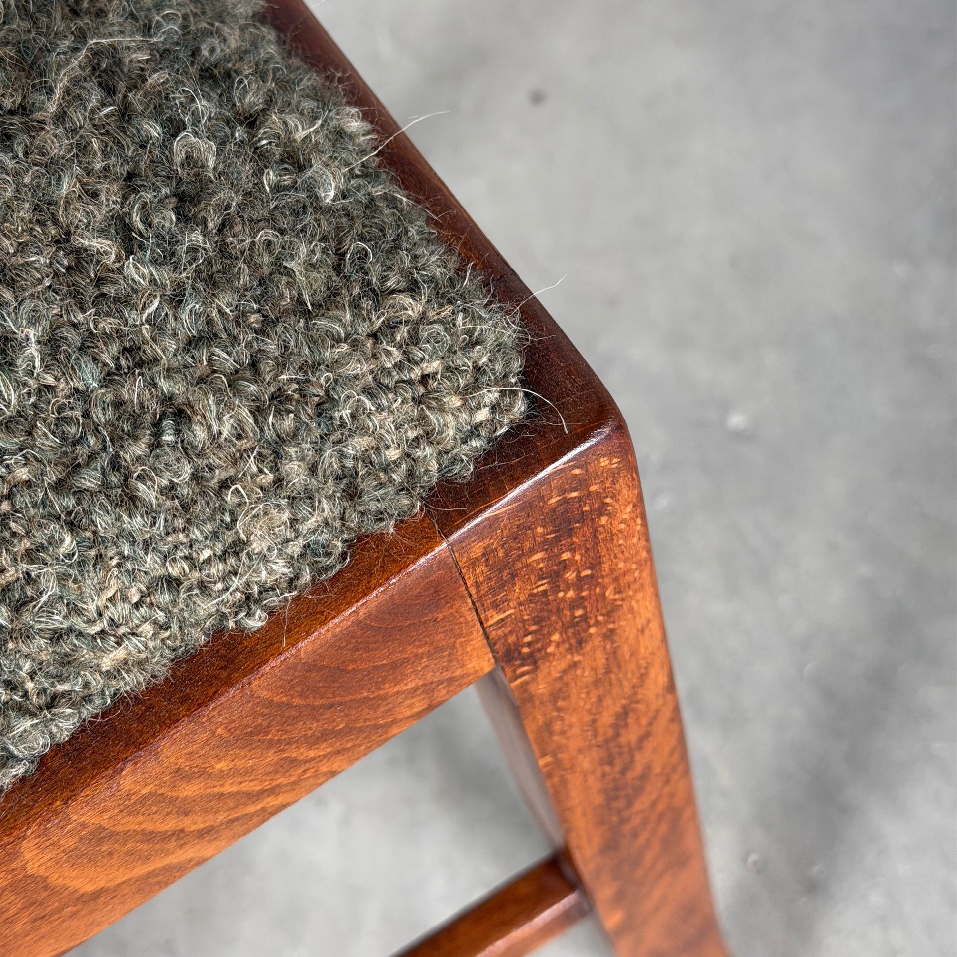 Austrian Secessionist Stool Reupholstered by FORME with Dedar Melange Boucle Stools