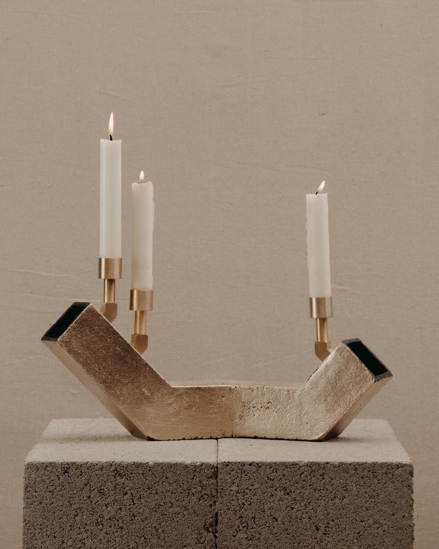 Balance Candelabra in Moon Gold Candle Holders