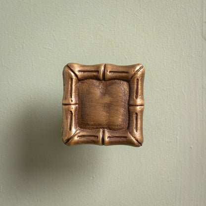 Bamboo Square Knob, Aged Brass Hardware
