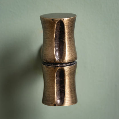 Bamboo T-Bar Knob, Aged Brass Hardware