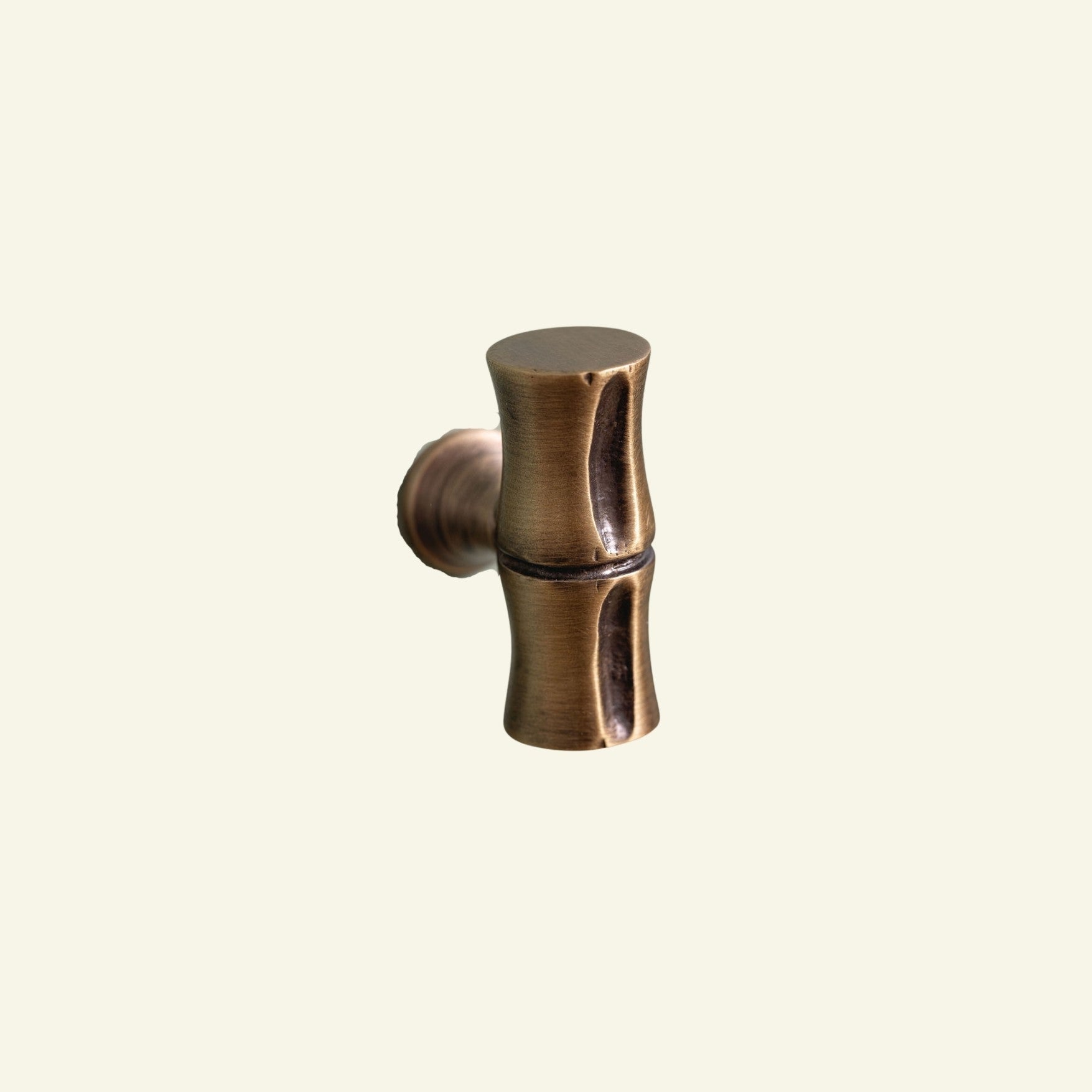 Bamboo T-Bar Knob, Aged Brass Hardware