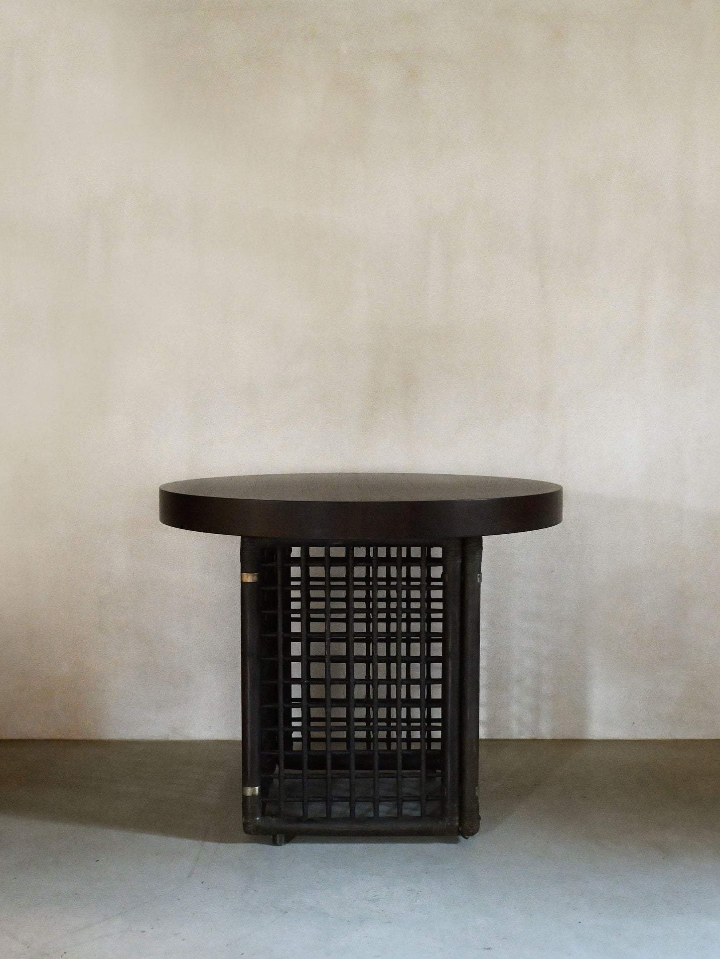 Basilian Round Table with Top in Dark Tinted Sucupira Wood by Tobia Scarpa, 1970 End Tables