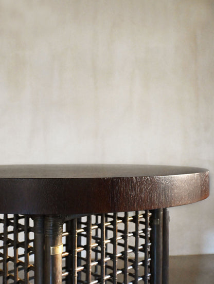 Basilian Round Table with Top in Dark Tinted Sucupira Wood by Tobia Scarpa, 1970 End Tables