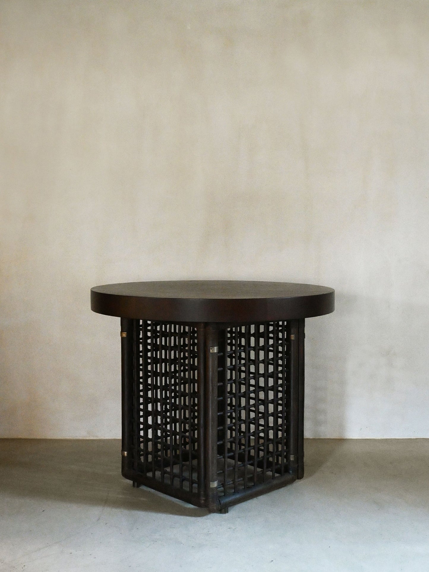 Basilian Round Table with Top in Dark Tinted Sucupira Wood by Tobia Scarpa, 1970 End Tables