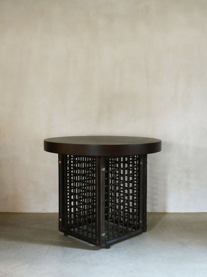Basilian Round Table with Top in Dark Tinted Sucupira Wood by Tobia Scarpa, 1970 End Tables