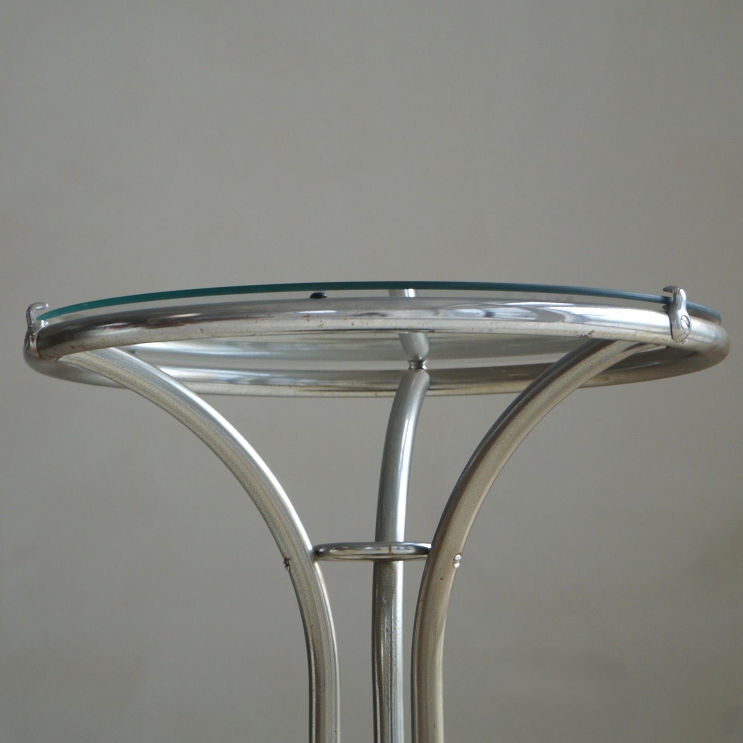 Bauhaus Tubular Chrome, Black Ball and Glass Top Side Table, Ca. 1935 End Tables