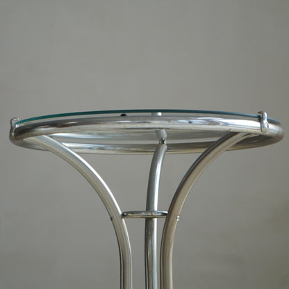 Bauhaus Tubular Chrome, Black Ball and Glass Top Side Table, Ca. 1935 End Tables