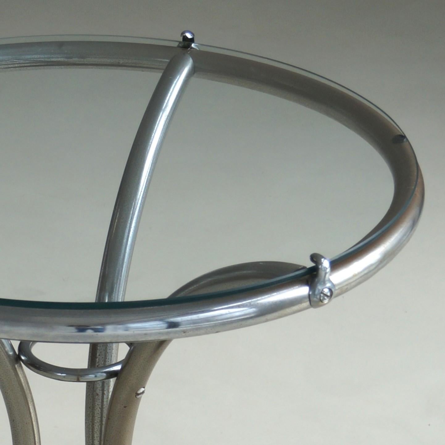 Bauhaus Tubular Chrome, Black Ball and Glass Top Side Table, Ca. 1935 End Tables