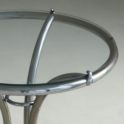 Bauhaus Tubular Chrome, Black Ball and Glass Top Side Table, Ca. 1935 End Tables
