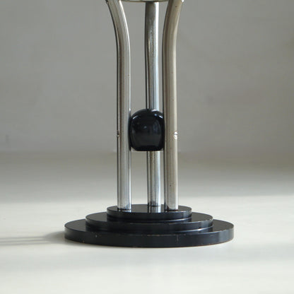Bauhaus Tubular Chrome, Black Ball and Glass Top Side Table, Ca. 1935 End Tables