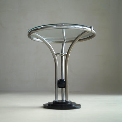 Bauhaus Tubular Chrome, Black Ball and Glass Top Side Table, Ca. 1935 End Tables