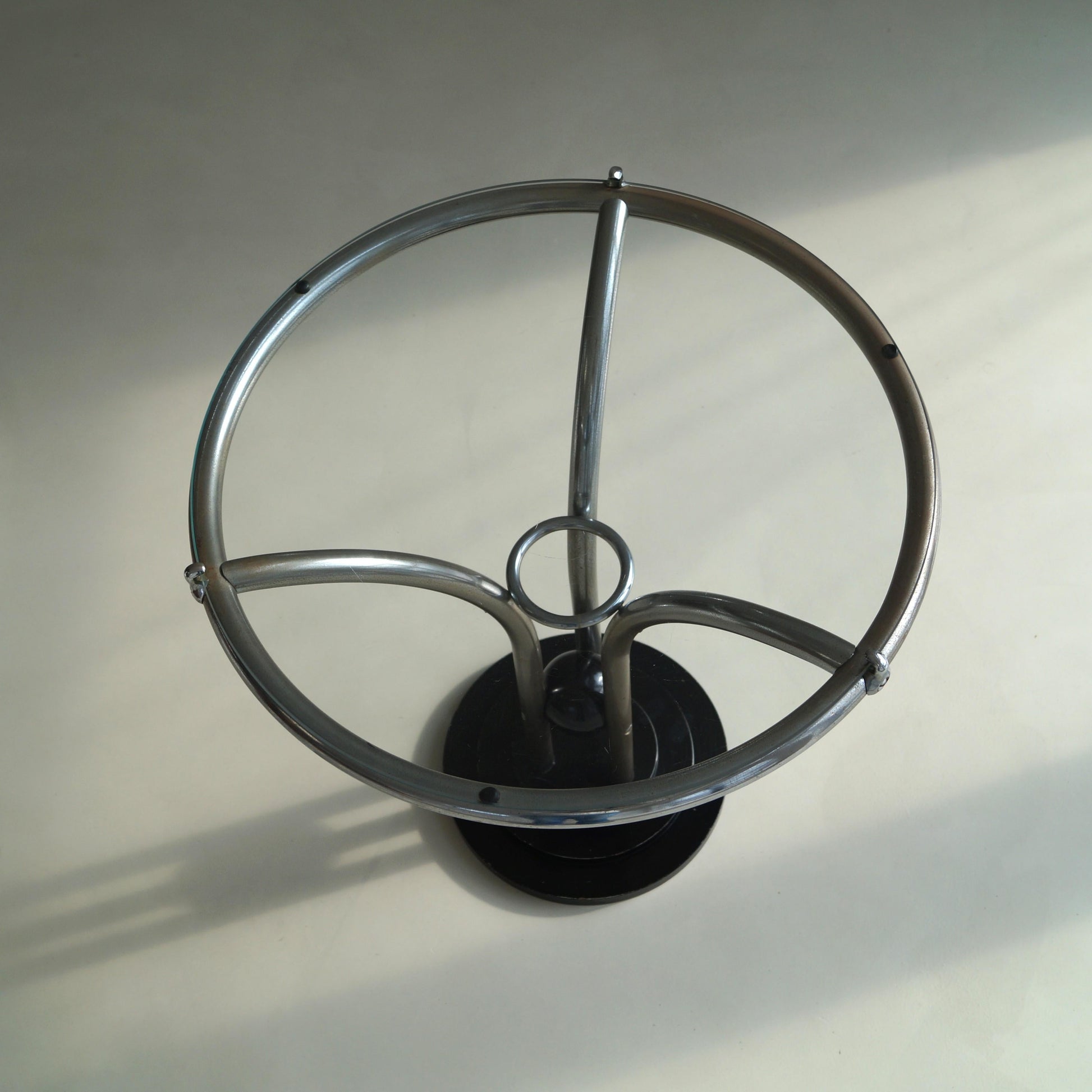 Bauhaus Tubular Chrome, Black Ball and Glass Top Side Table, Ca. 1935 End Tables