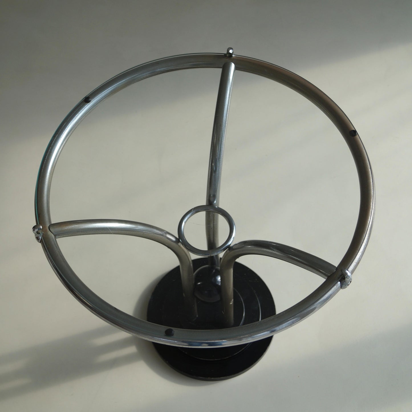 Bauhaus Tubular Chrome, Black Ball and Glass Top Side Table, Ca. 1935 End Tables
