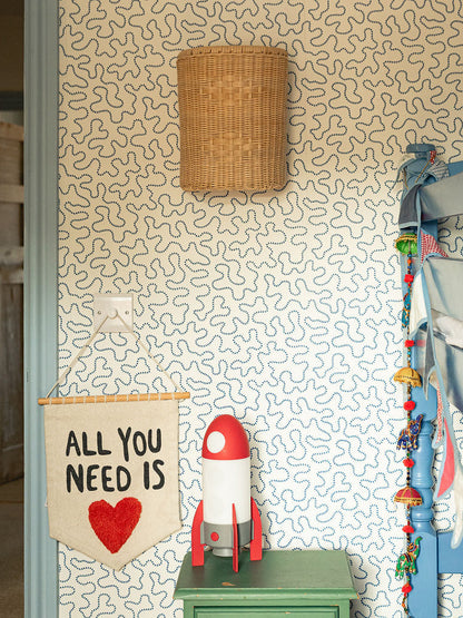 Beatrice Wall Light Shade, Natural, mounted in a child's bedroom