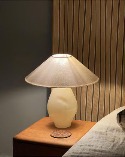 Beige Conical Glass Lamp Table Lamps