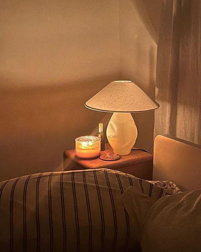 Beige Conical Glass Lamp Table Lamps