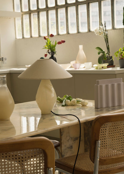 Beige Conical Glass Lamp Table Lamps