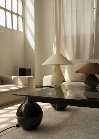 Beige Conical Glass Lamp Table Lamps