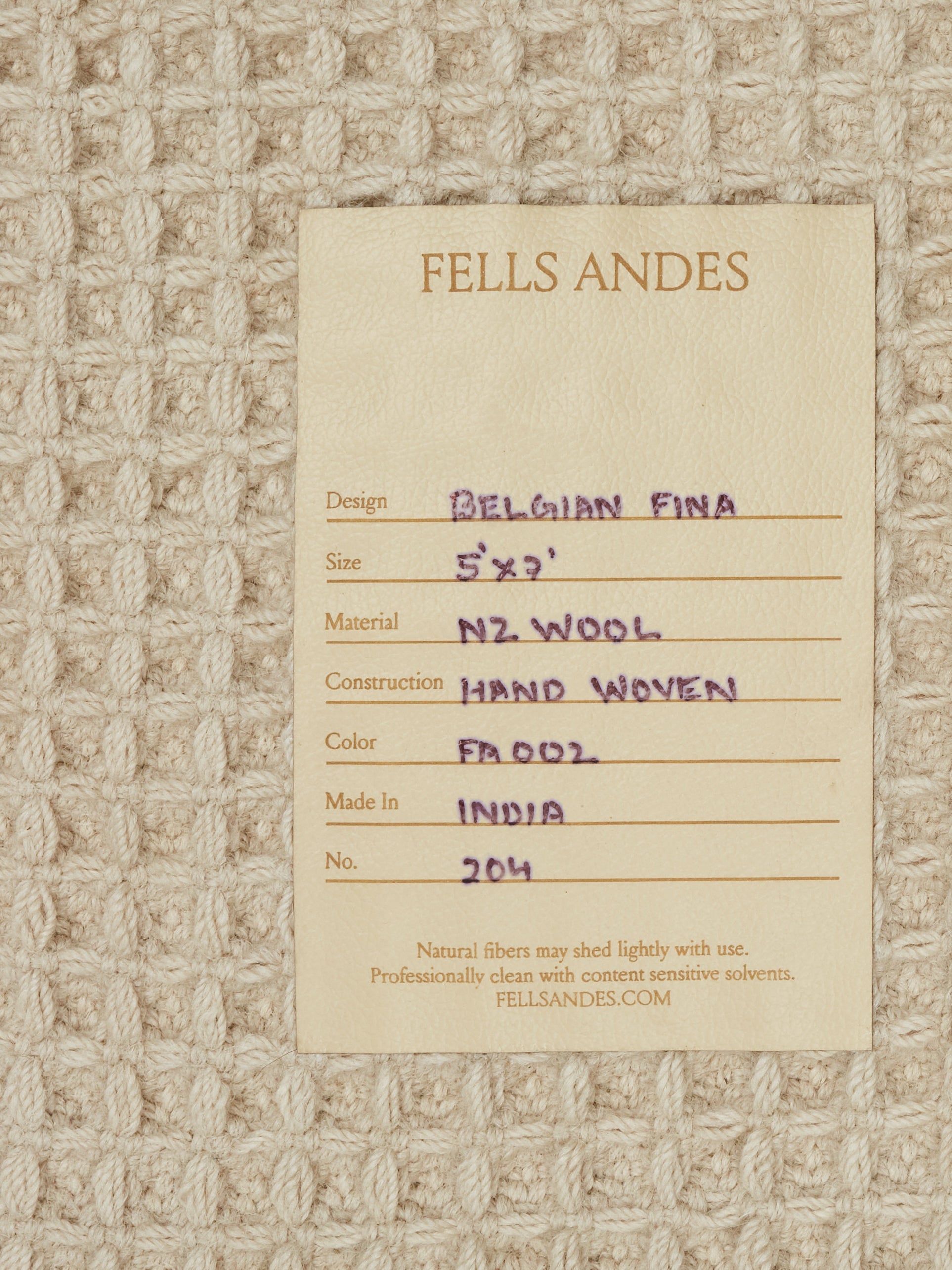 Belgina Fina Rug by Fells Andes Rugs